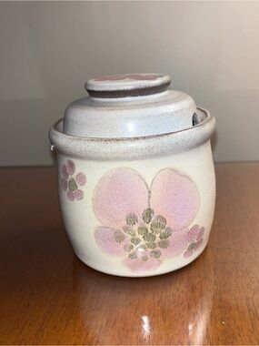 Denby Langley Stoneware Sugar Bowl "Gypsy" pattern floral design Jam/  mustard